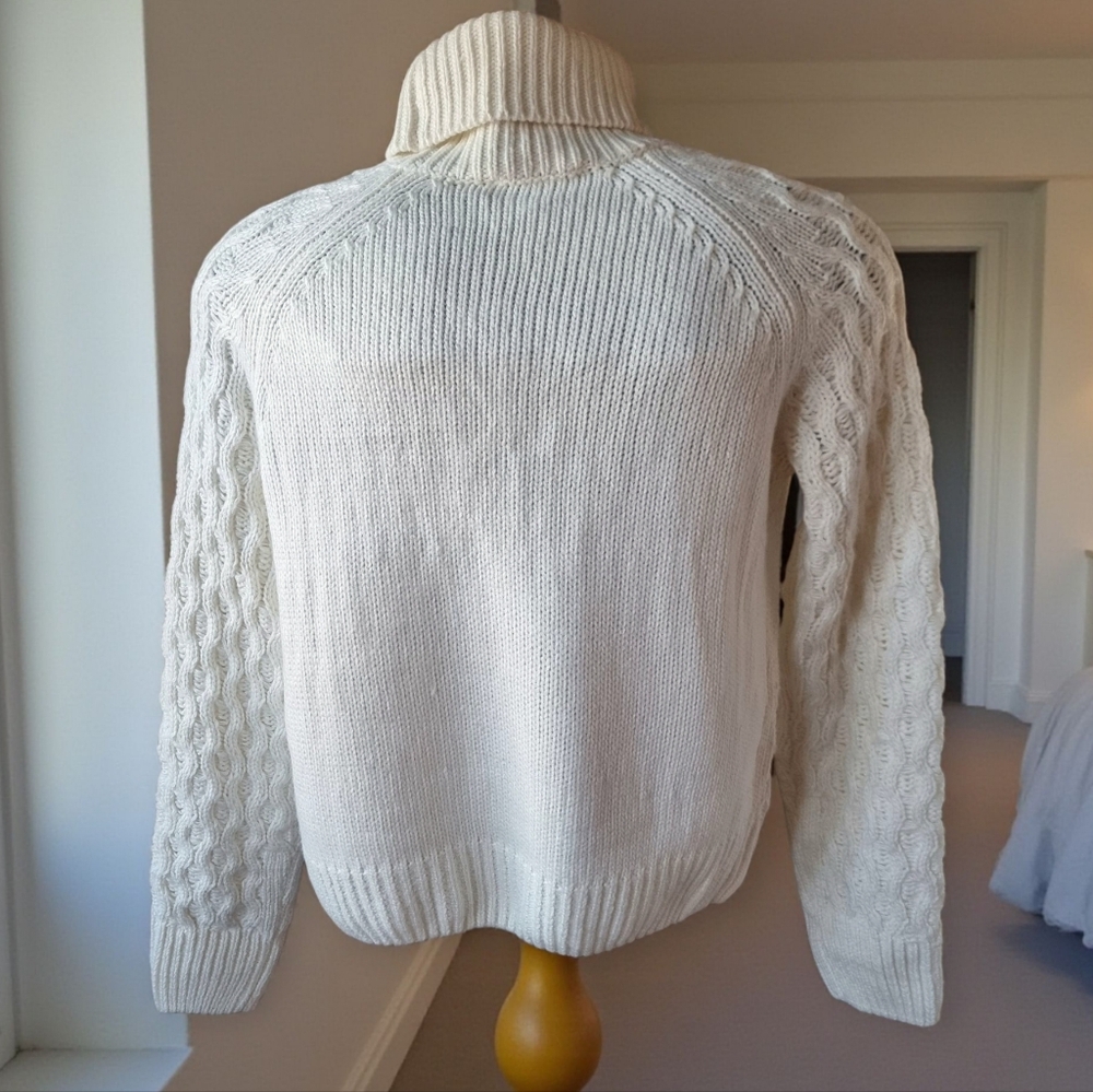 Laundry By Shelli Segal Cozy Cream Chunky Knit Turtleneck Sweater Size S - Picture 3 of 7